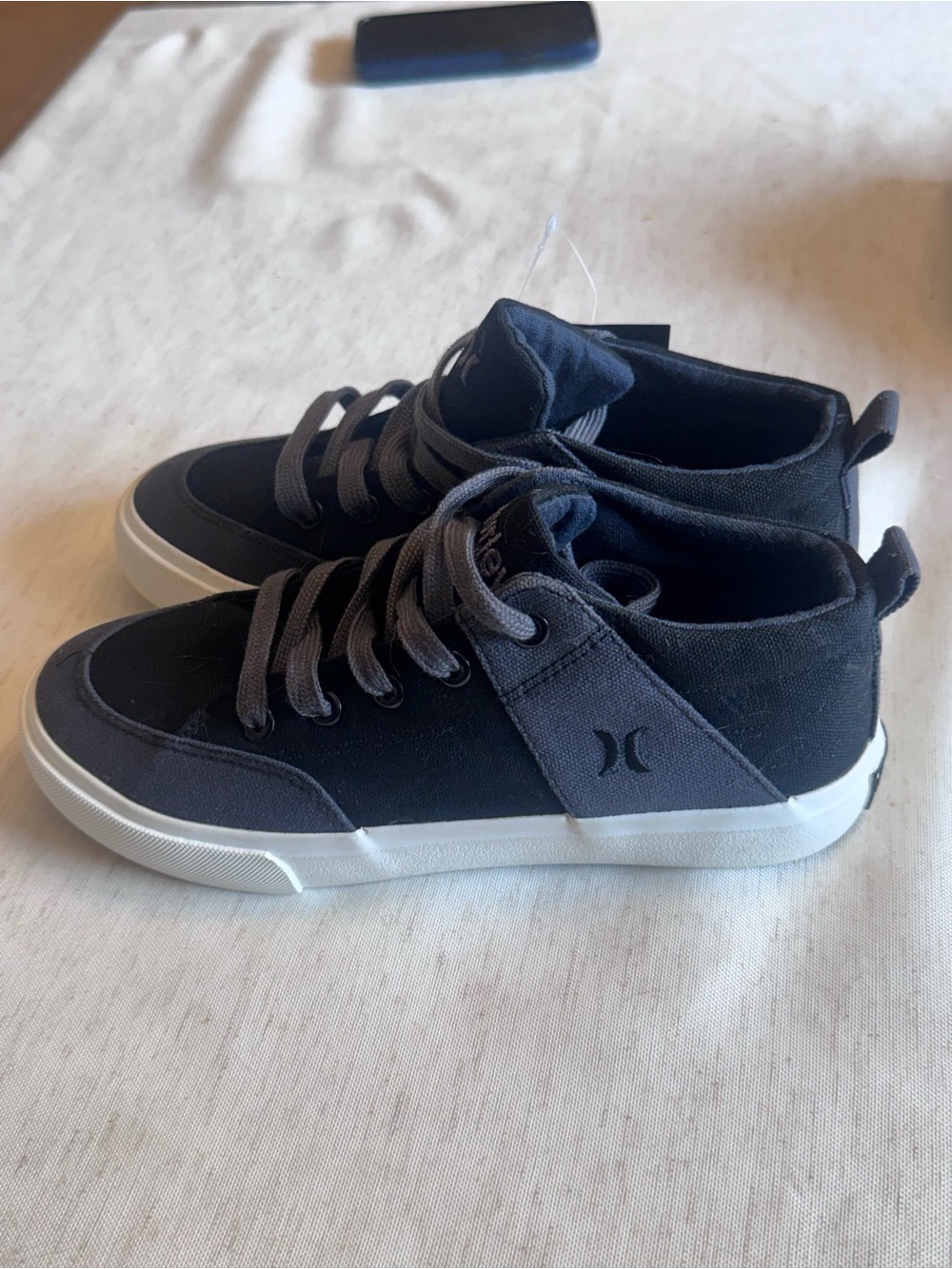 Hurley Black and Gray Kids Low-Top “Roddy” Canvas Sneaker with White Sole - Picture 2 of 6